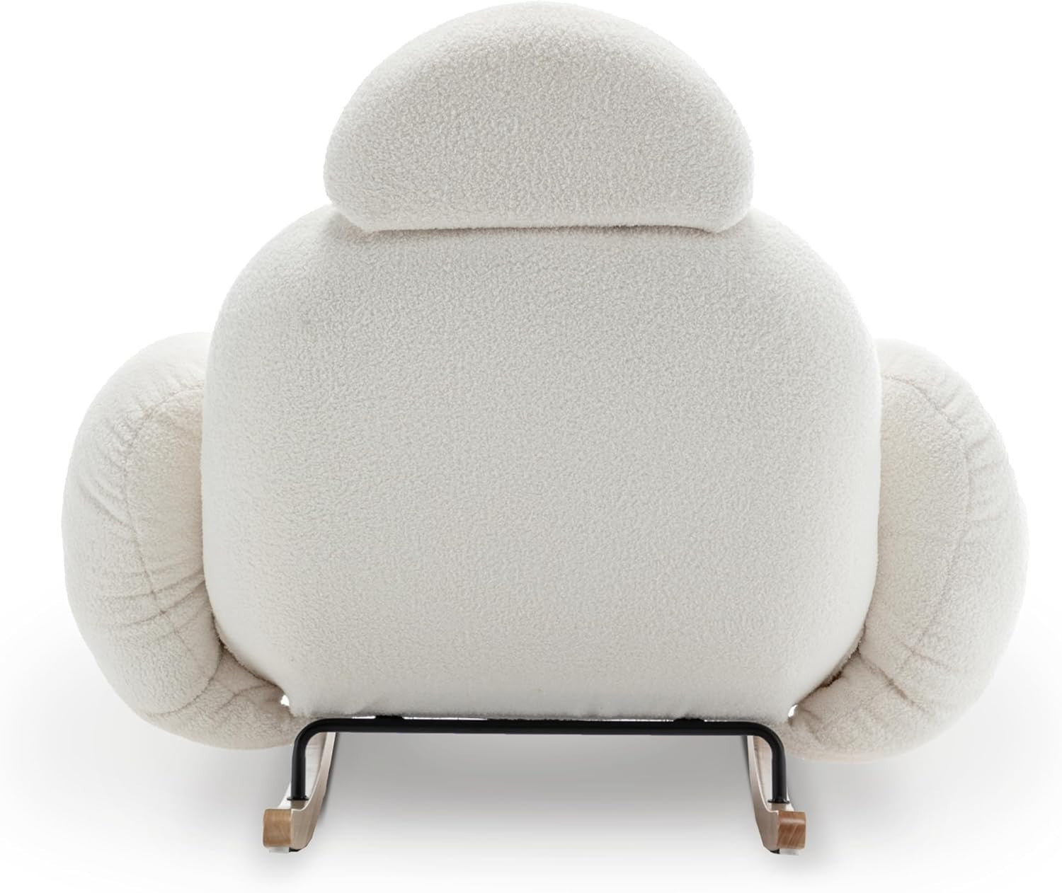 Large White Boucle Rocking Chair with Solid Wood Frame & Plush Comfort