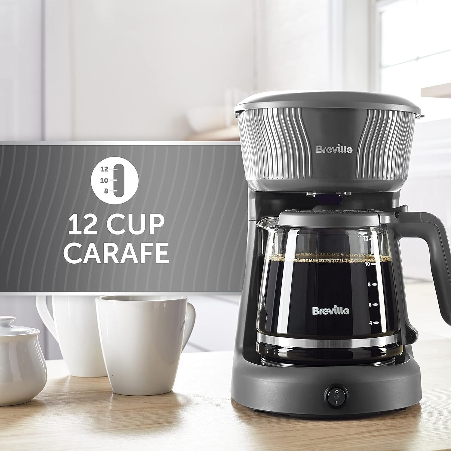 Filter Coffee Machine | 12 Cup Glass Jug | Auto Pause | Keep Warm Function