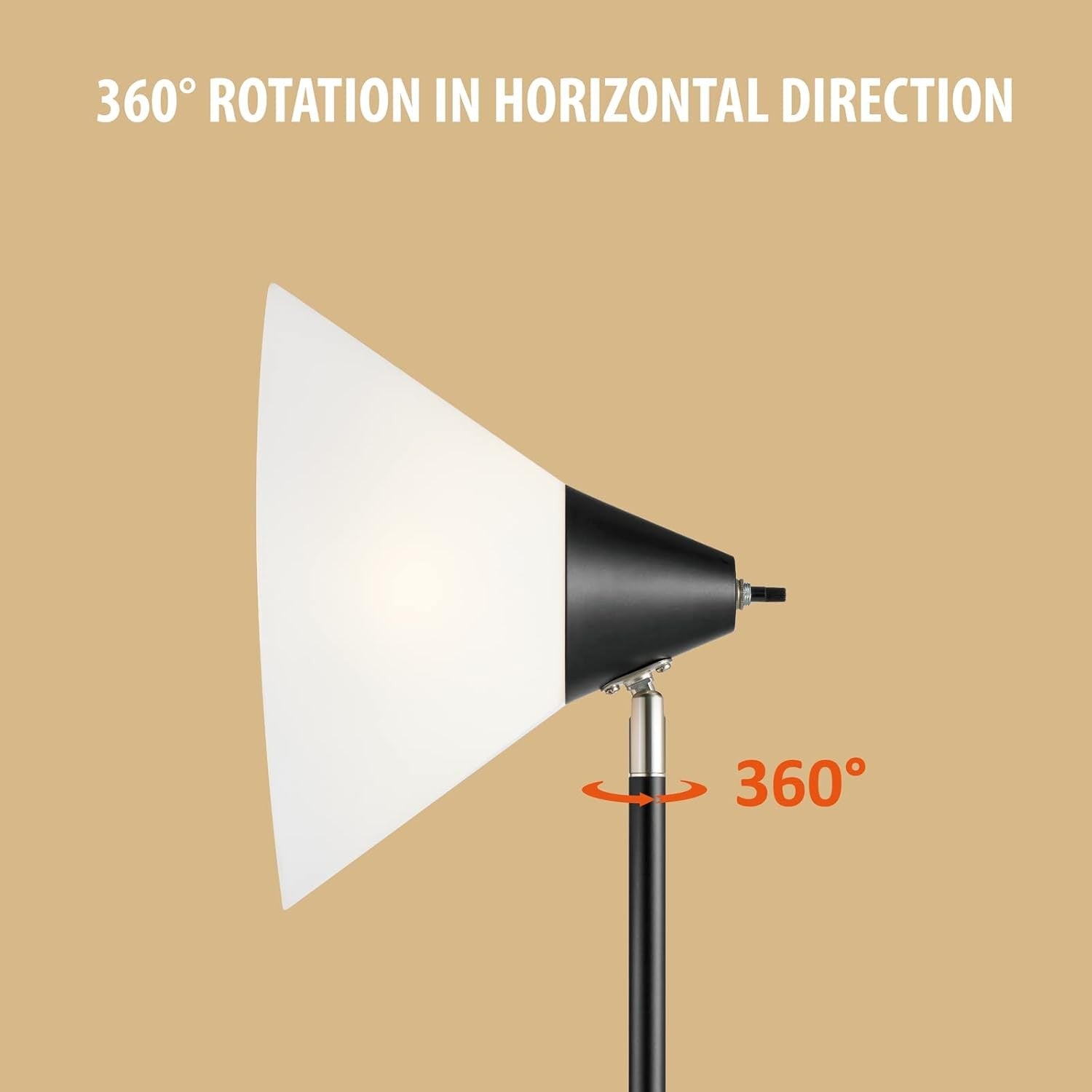 Torch Floor Lamp Rotatable Head White Shade Tall Standing Light for Living Room