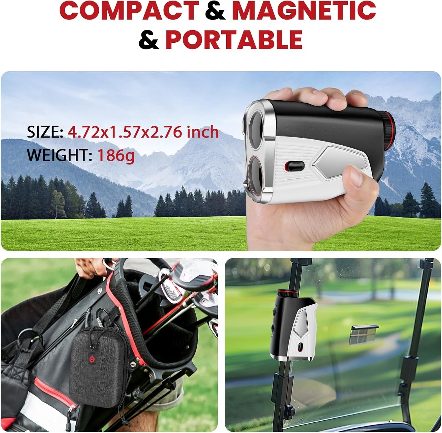 Golf Laser Rangefinder 1500 Yards Slope Flag Lock 7X Magnification