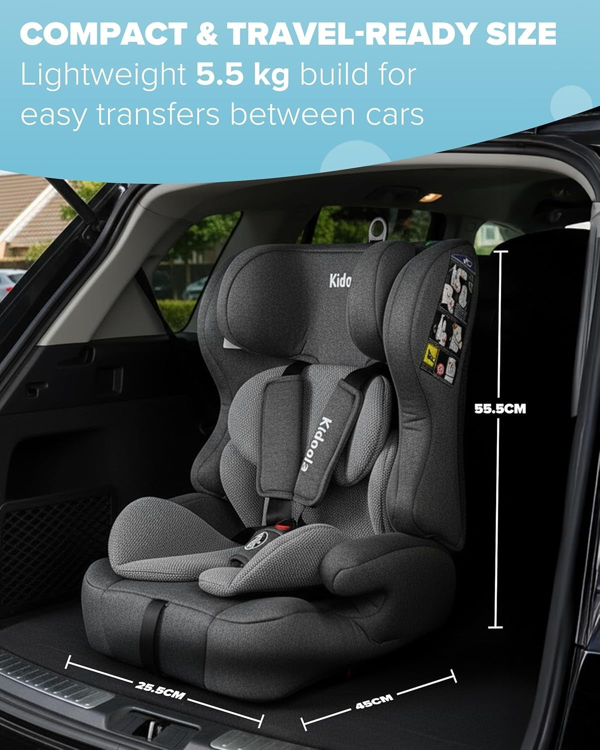 ISOFIX i-Size Child Car Seat 15 Months–12 Years Side Impact 10 Headrest