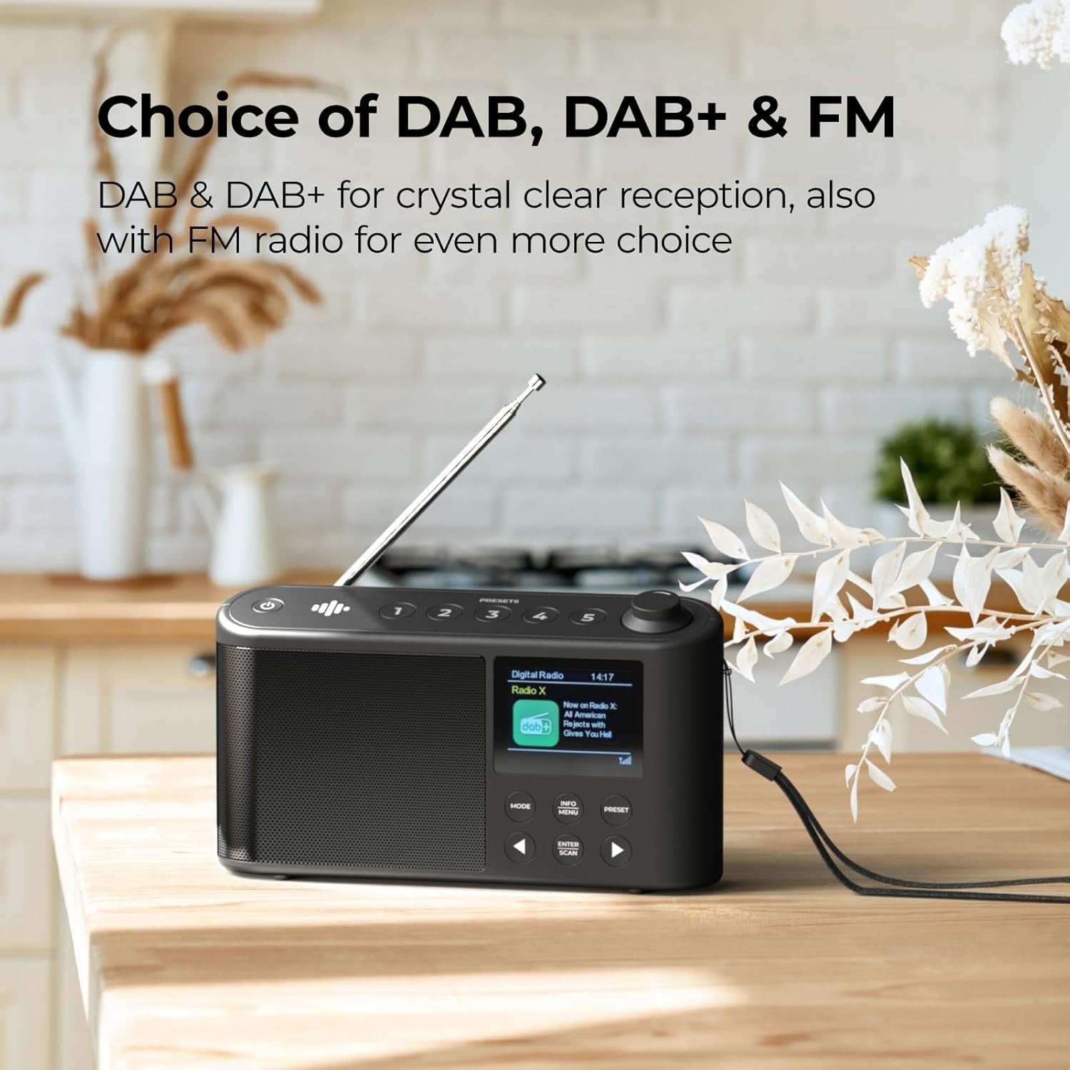 Portable DAB+ FM Radio XL LCD Display USB Rechargeable 10H Playback