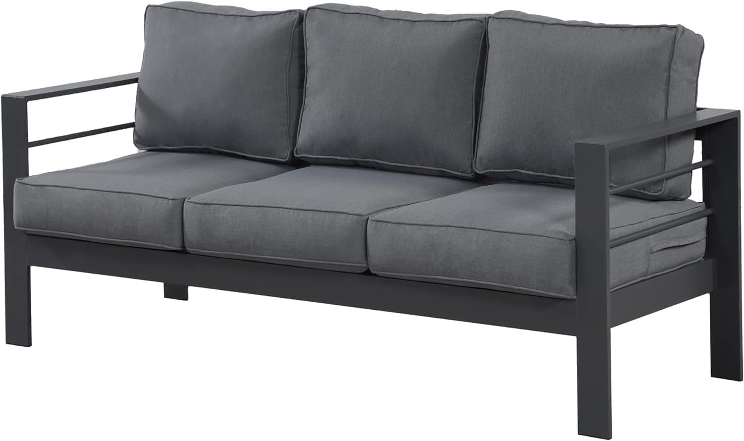 3 Seater Aluminium Outdoor Sofa Garden Lounge Couch Dark Grey Cushions