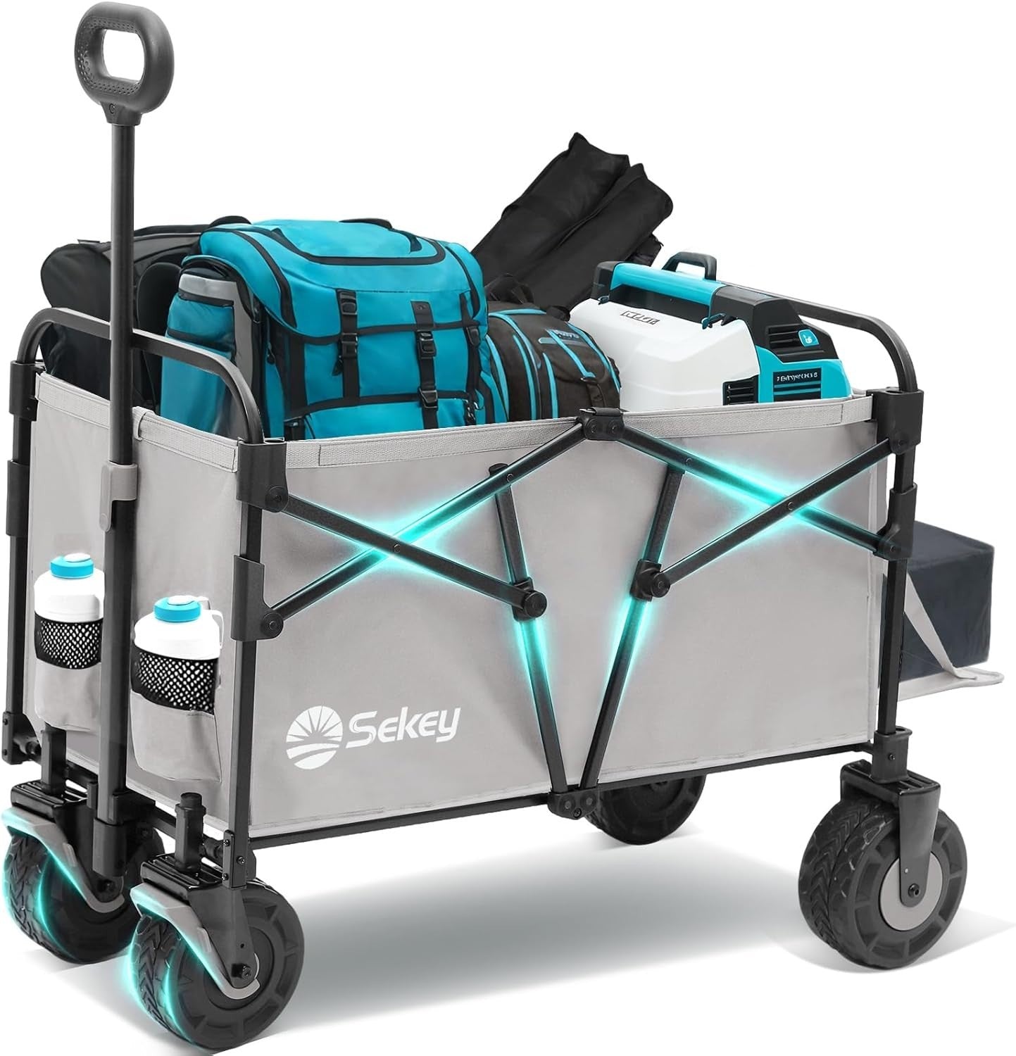 Grey 332L Folding Camping Wagon 350lb Heavy Duty All Terrain Festival Trolley