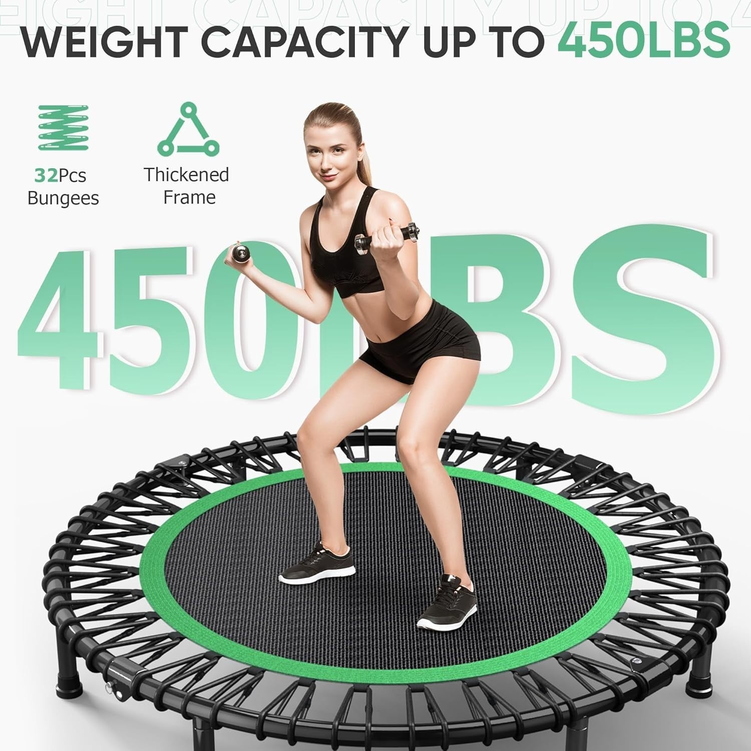 40in Quiet Bungee Fitness Rebounder Foldable Heavy Duty 450lb
