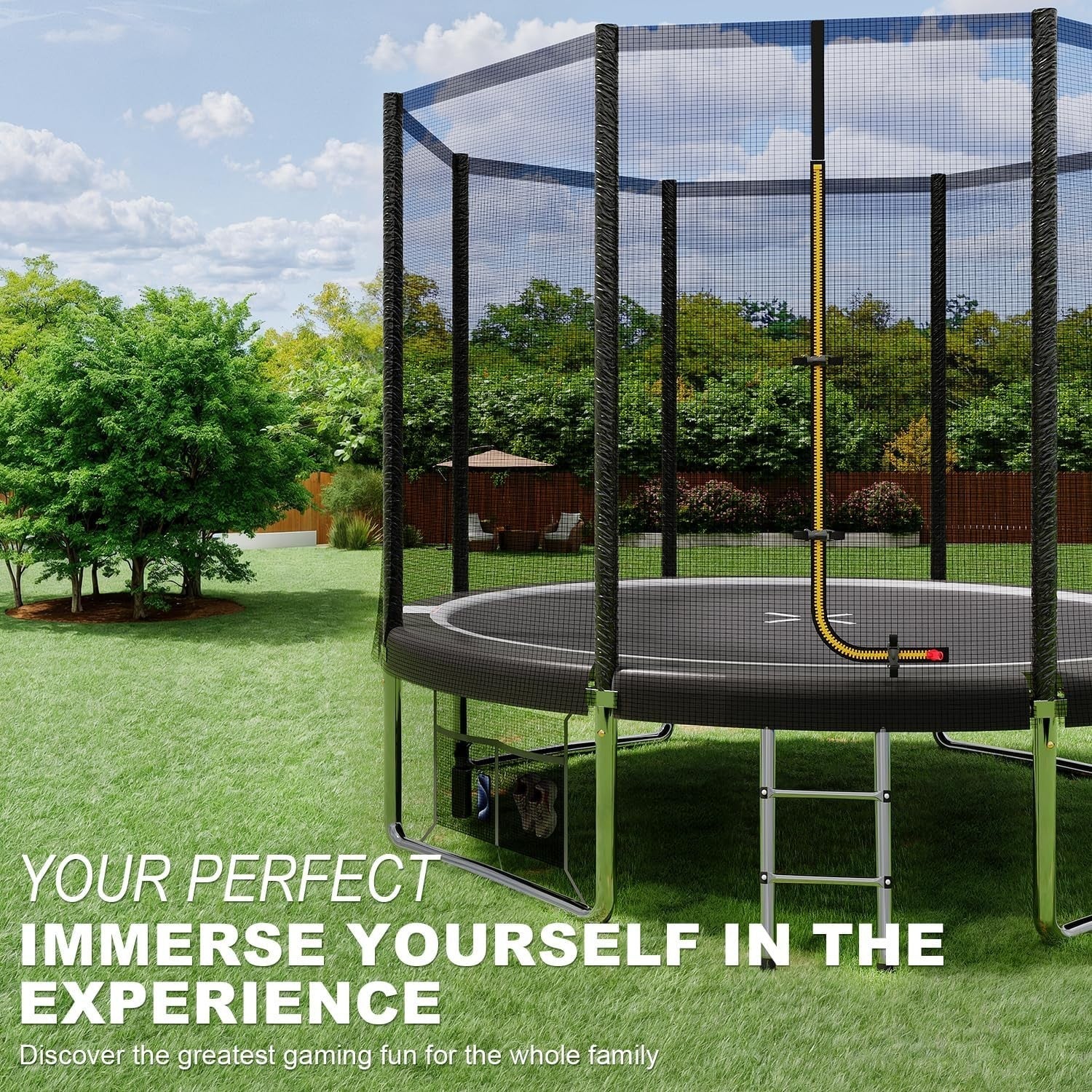 10ft Outdoor Garden Trampoline Kids Safety Net Ladder Heavy Duty