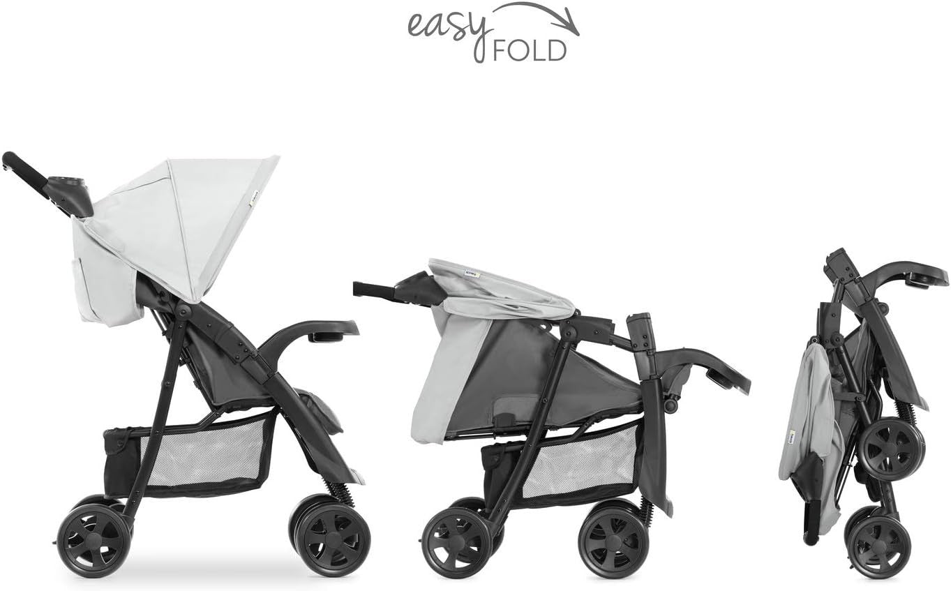 Lightweight Pushchair Compact Fold Reclining Seat Snack Tray 0-22kg Grey