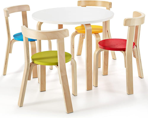 Kids 5-Piece Wooden Activity Table & Chairs Set – Safe, Durable, Space-Saving