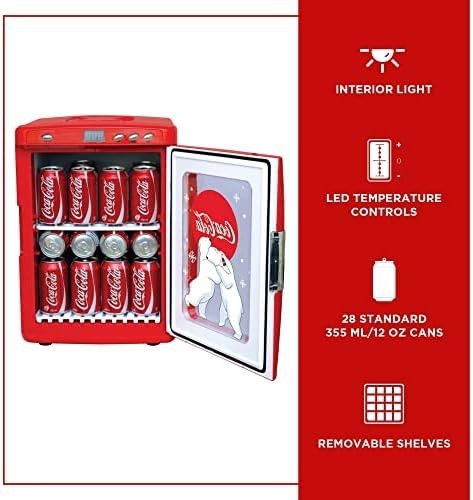 25L Ruby Red Coca Cola Mini Fridge Portable Cooler Tabletop Drinks