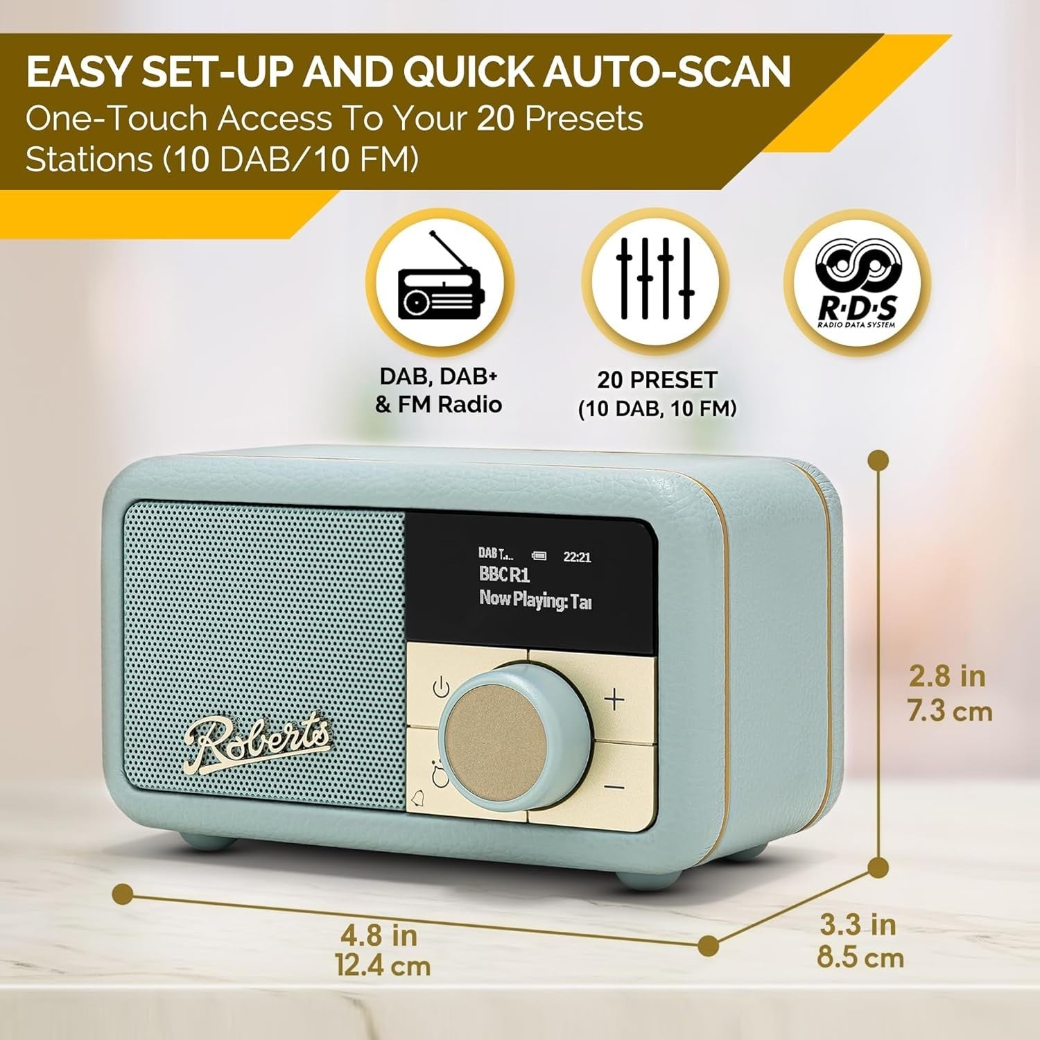 Portable FM DAB/DAB+ Digital Radio Bluetooth Speaker Duck Egg