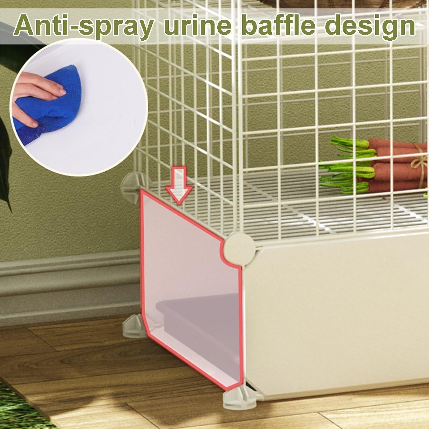 Small 2 Tier Rabbit Cage Indoor Hutch with Storage Ramp Sliding Trays