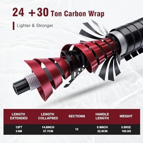 12ft Tenkara Fishing Rod Kit Carbon Fibre Cork Handle Travel Set