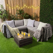 5 Seater Rattan Garden Corner Sofa Set with Table Grey Outdoor Furniture