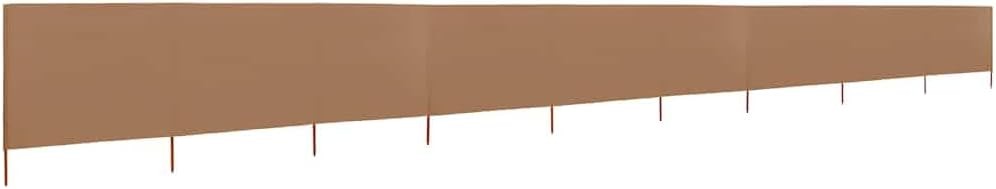 9 Panel Taupe Outdoor Windbreak Fence with Wooden Poles 1200x120cm Durable Scree