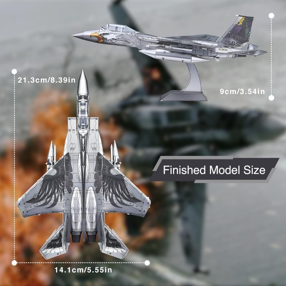 Metal 3D Puzzle F-15 Fighter Jet Model Kit – Adult Warplane Craft Decor