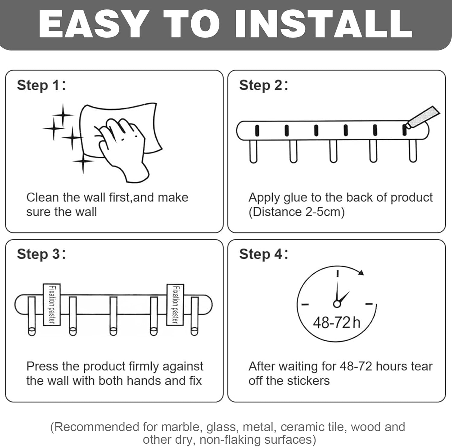 Aluminum Wall Coat Rack 8 Folding Hooks Space Saving Modern Hallway Hanger
