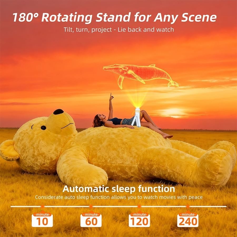 Smart Touch Screen Projector 1080P 4K Support WiFi Bluetooth 180°