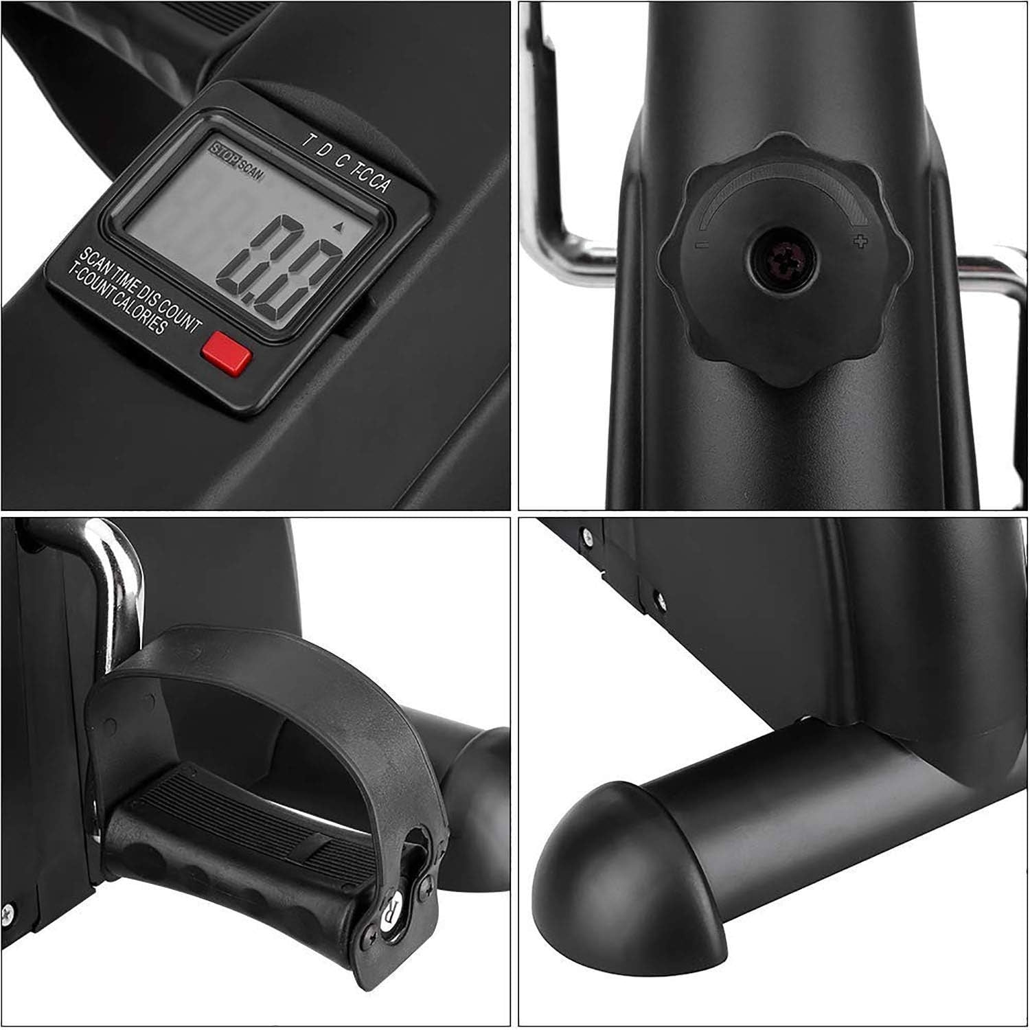Mini Under Desk Pedal Exerciser w/ LCD Display, Adjustable Straps & Non-Slip Mat