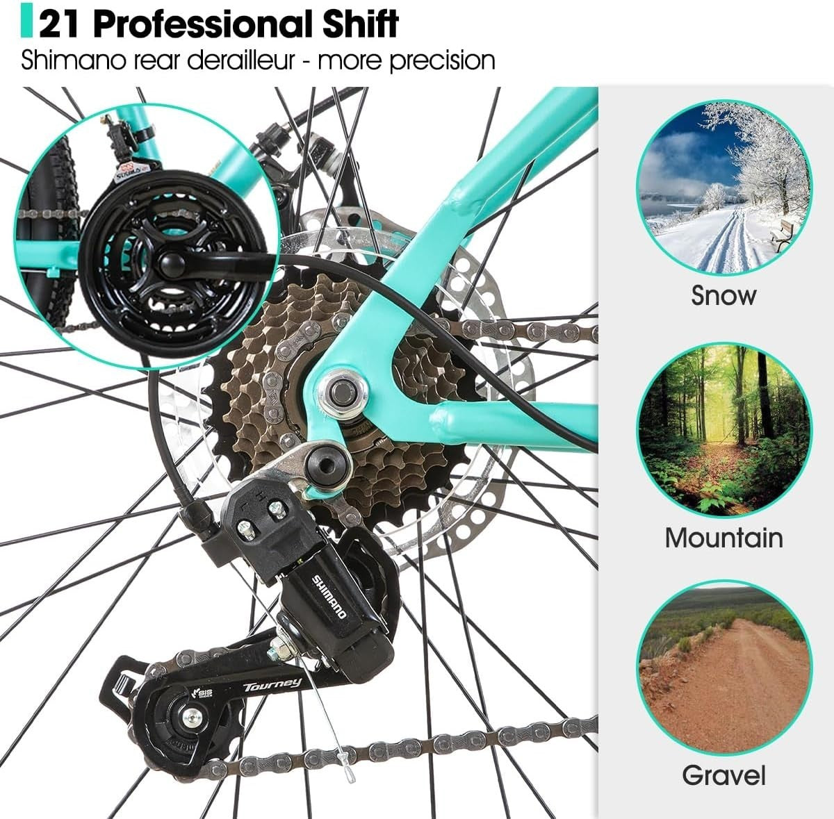 26" Women's Mountain Bike 21-Speed Disc Brakes Front Suspension Steel