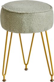 Teddy Velvet Round Footrest Ottoman – Makeup Vanity Stool with Steel Legs