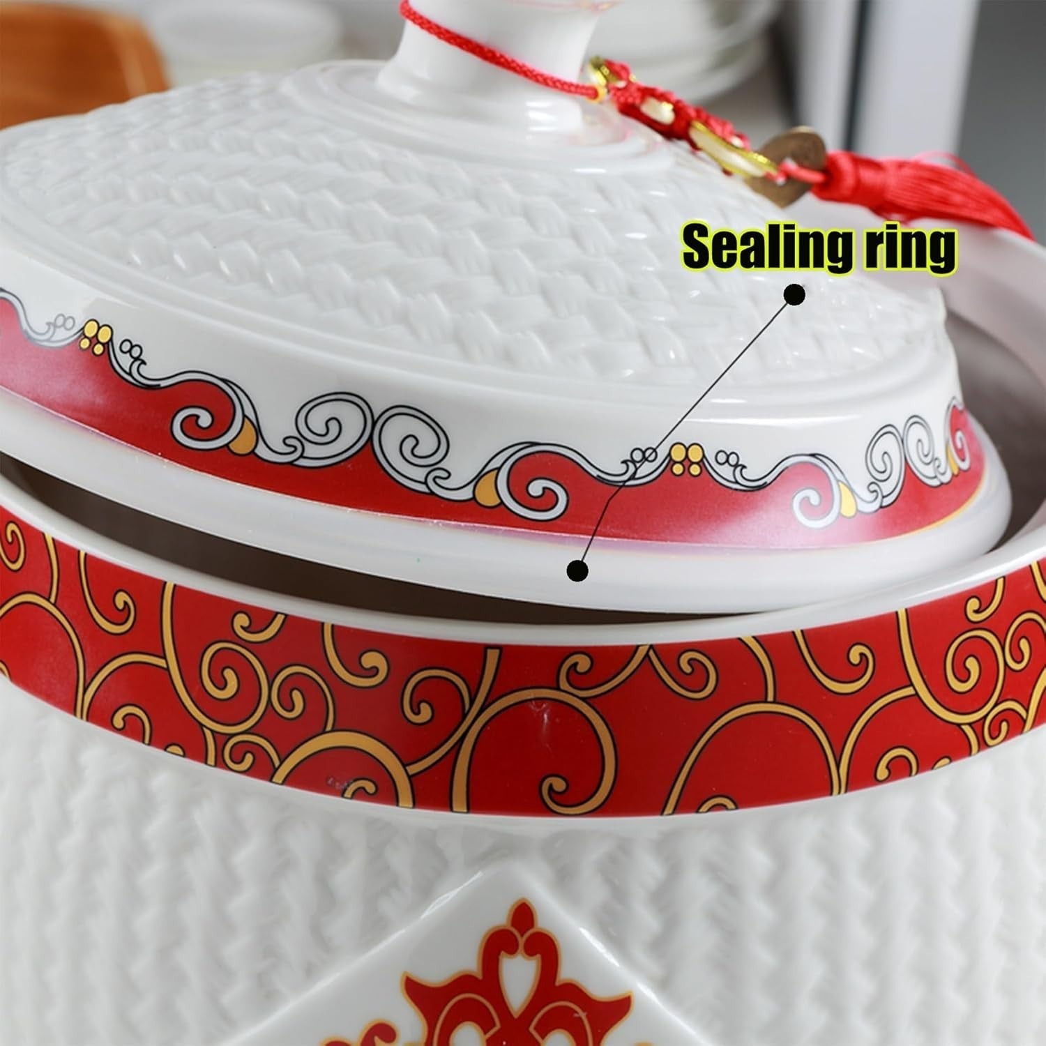 Large Ceramic Rice Jar with Lid Airtight Grain Storage Container