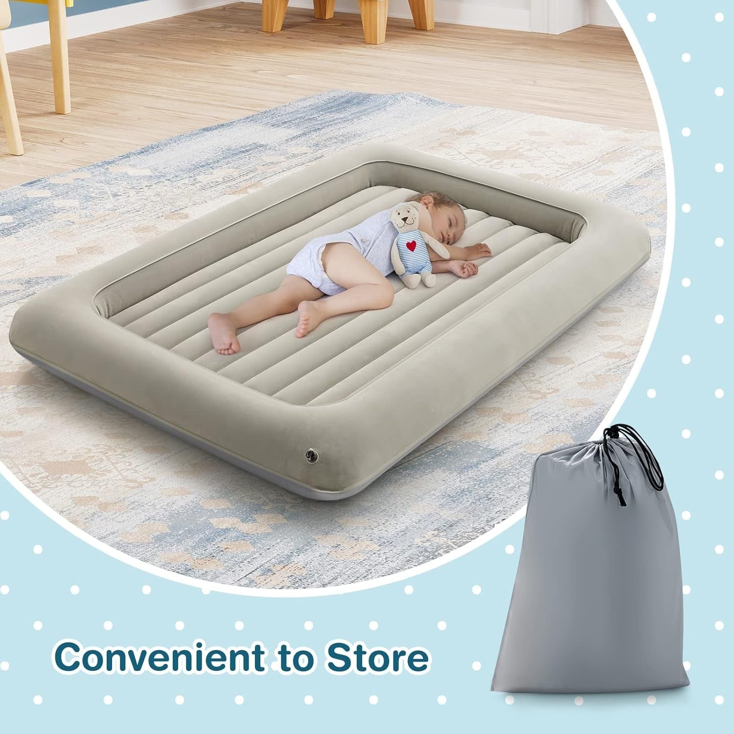 Kids Inflatable Travel Bed with Electric Pump – Portable Air Mattress for Campin
