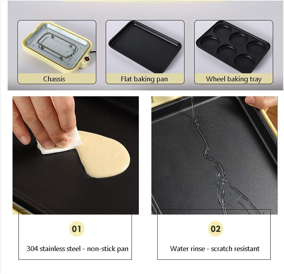 Electric Non-Stick Frying Pan Sandwich Toaster 800W Egg Burger Crepe & Pie Make