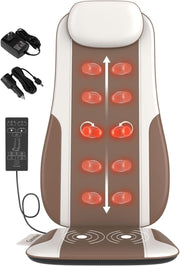 Heated Shiatsu Back Massager Cushion with Rollers, Vibration & Timer