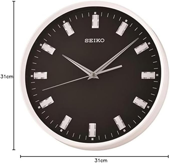 Modern Black Quiet Sweep Wall Clock 31cm Silent Non-Ticking Home Office Decor