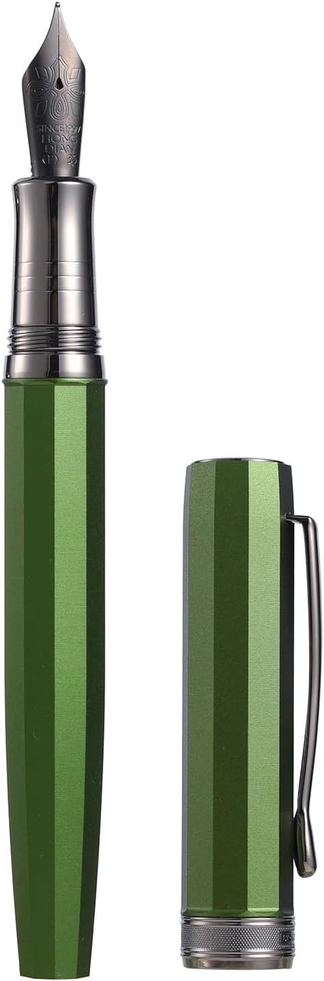 Luxury Metal Fountain Pen Extra Fine Black Nib Green Gift Case Set