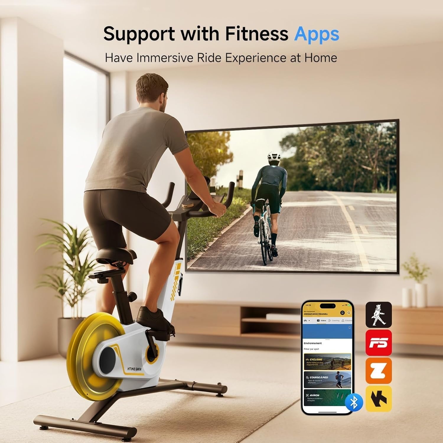 Folding Exercise Bike 40-Level Magnetic Resistance Quiet LED App White