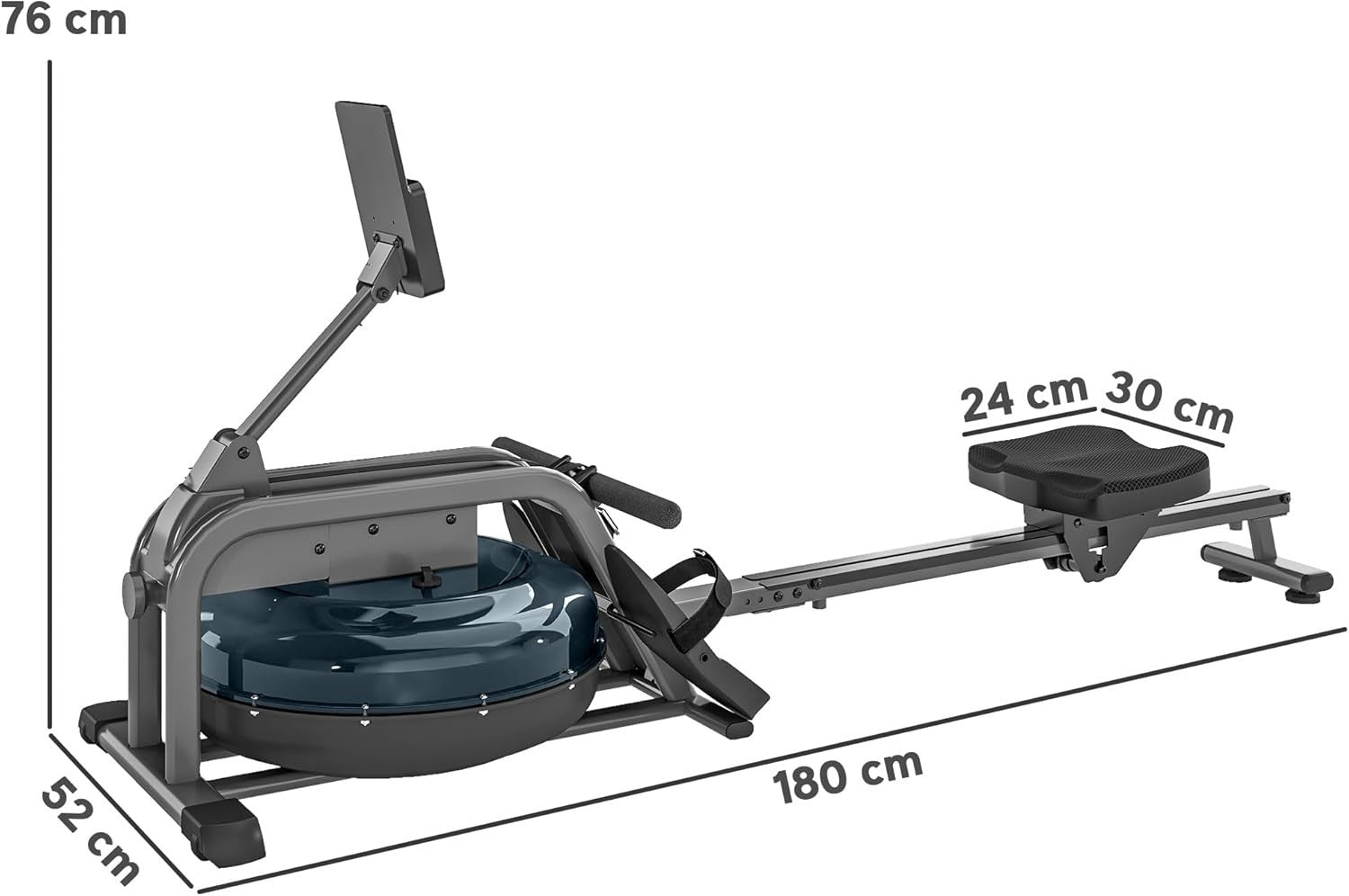 Water Rowing Machine 6-Level Resistance LCD Rower Vertical Storage Home 135KG