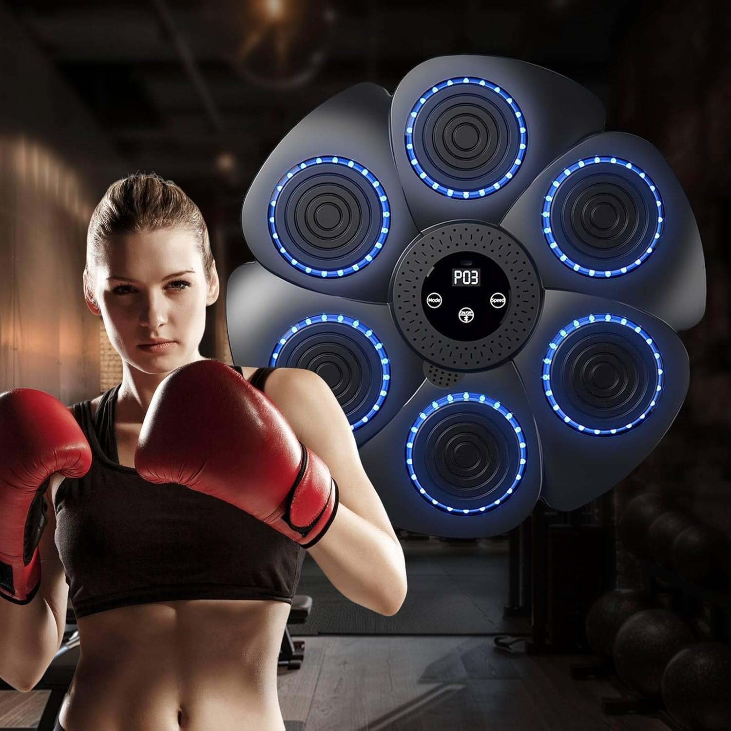 Music Boxing Machine Bluetooth LED Wall Mount Punch Trainer for Home Fitness