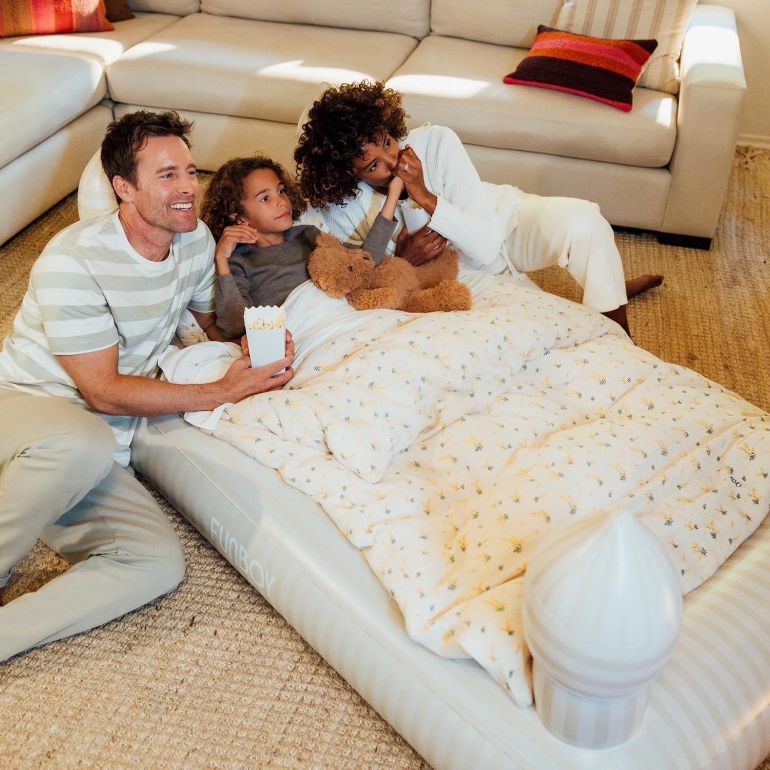 Kids Inflatable Air Mattress Twin Bed for Sleepovers Travel w/ Carry Bag