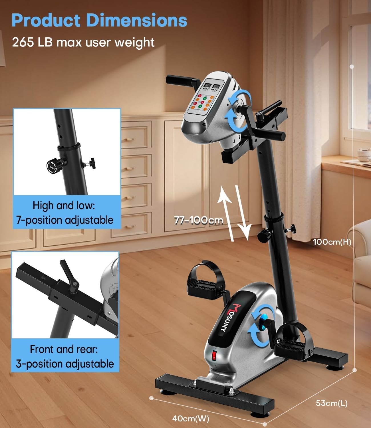 Electric Arm & Leg Pedal Exerciser w/ Dual Motors, 12 Speeds & 7 Resistance