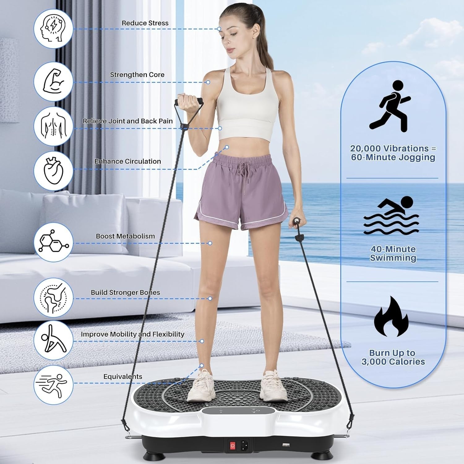 Vibration Plate Exercise Machine 99 Levels 7 Modes Lymphatic Trainer