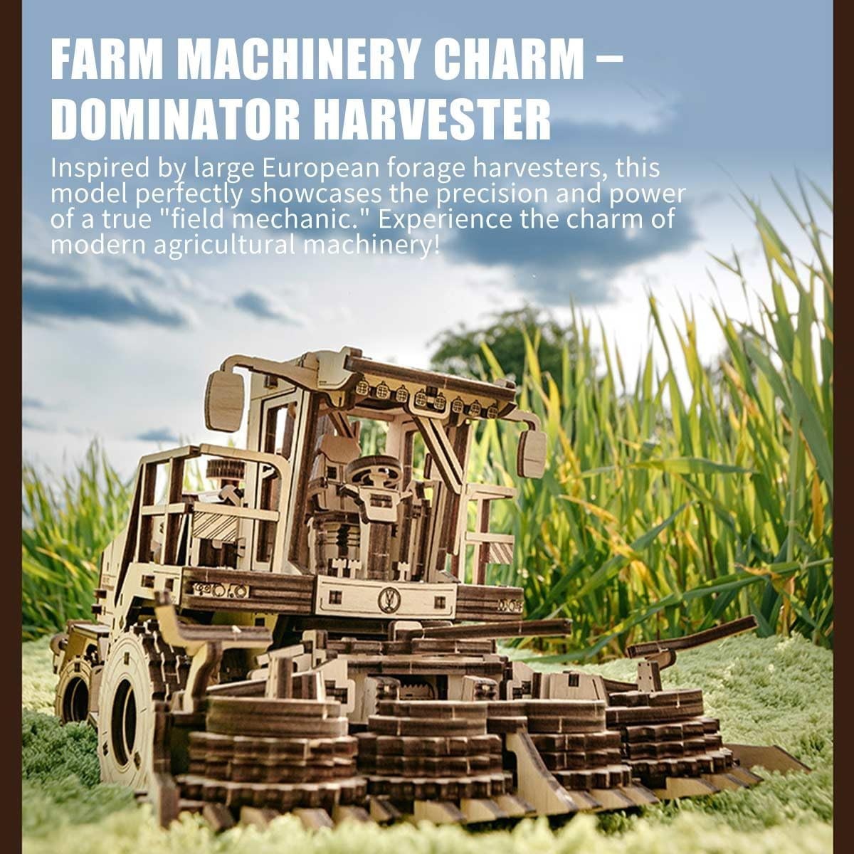 580PCS 3D Wooden Forage Harvester Puzzle – DIY Mechanical Model Gift