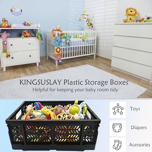 4 Pack 20L Foldable Storage Crates Heavy Duty Stackable Boxes