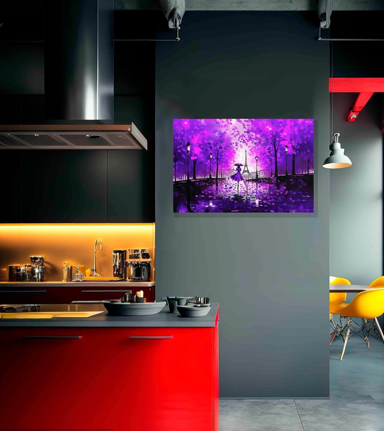 Large Purple Paris Canvas Wall Art Romantic Cityscape Living Room Bedroom Decor