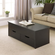 Black Lift-Top Coffee Table with Locking Storage Drawers 115x50x40cm
