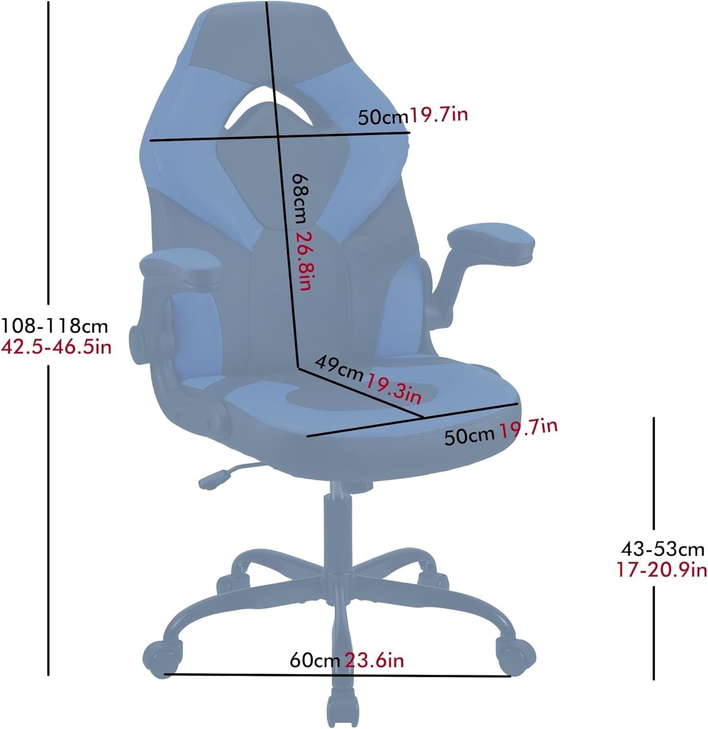Ergonomic Blue Racing Gaming Chair Leather Office PC Desk Seat Adjustable