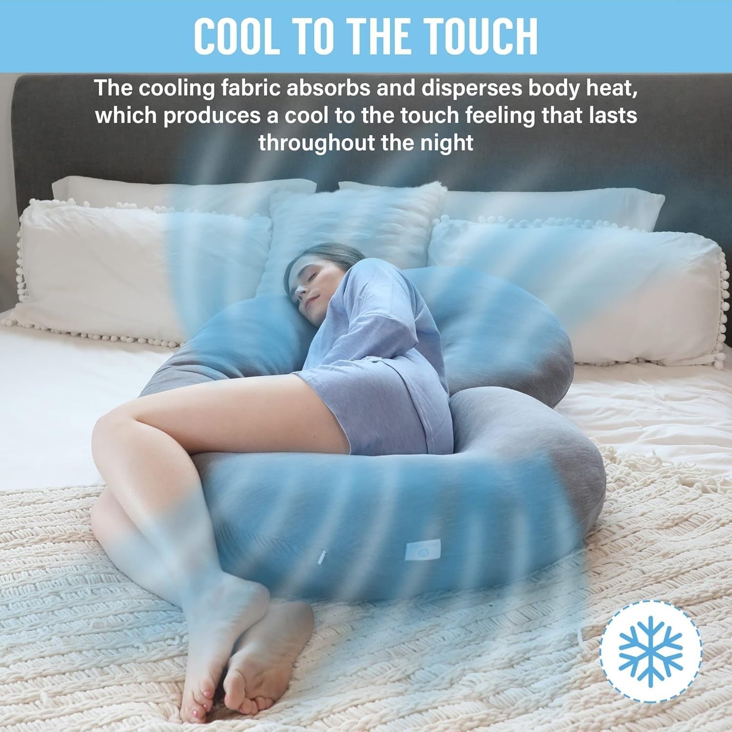 Cooling Pregnancy Pillow C Shape Full Body Maternity Support Sleeping Pillow