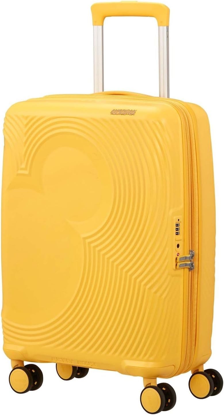 Cabin Hard Shell Suitcase Expandable 55cm TSA Lock Spinner Yellow