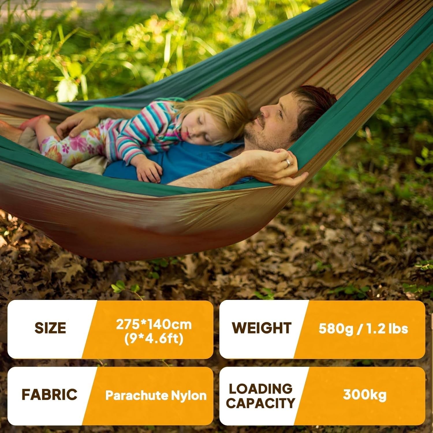 Camping Hammock 300kg Load ✅ Ultralight Parachute Nylon 🌟 275x140cm