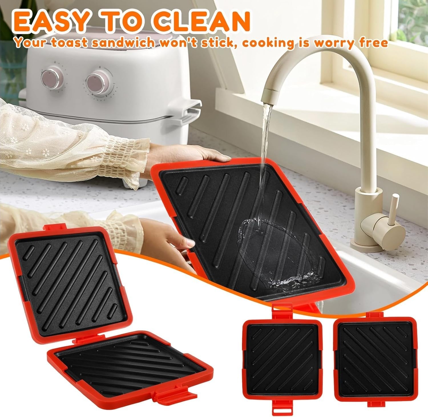 Microwave Toastie Maker Non Stick Silicone Sandwich Cooker Removable Plate