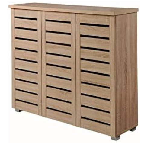 Space-Saving 5 Tier Shoe Storage Cabinet 3 Door Organizer Sonoma Oak