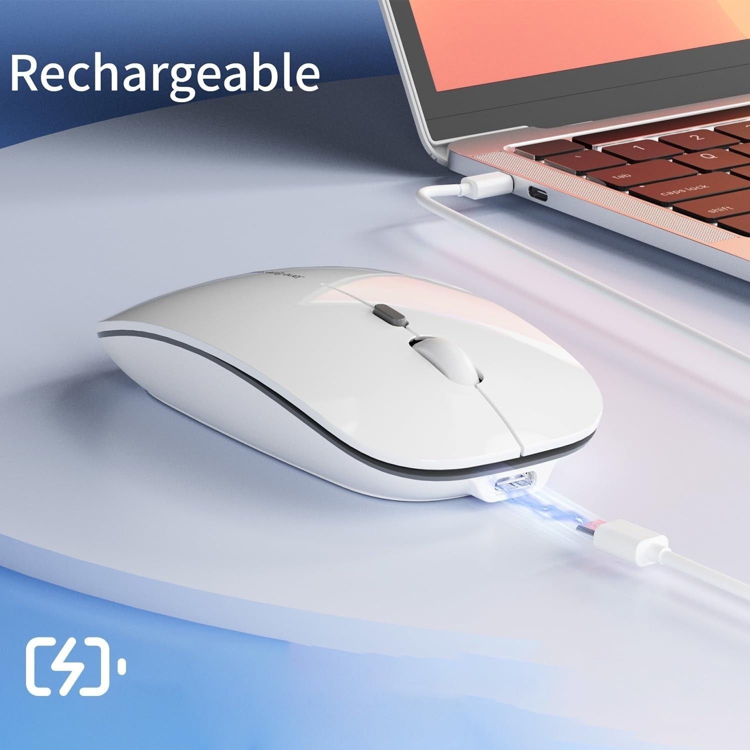 Wireless Mouse Rechargeable Silent 2.4G Slim 1600 DPI Laptop PC