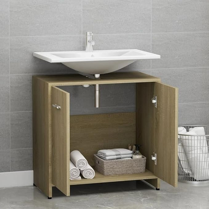 Modern Sonoma Oak Bathroom Storage Cabinet 60x30x61cm