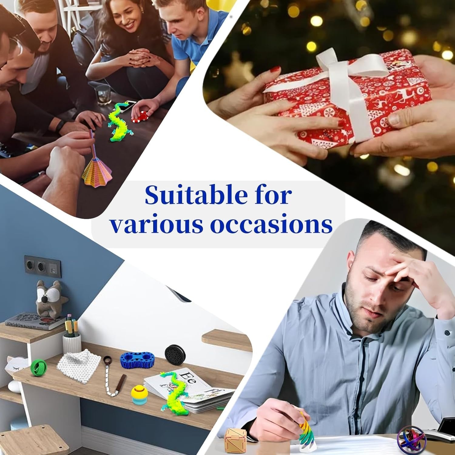 14-in-1 3D Printed Fidget Toys Set Stress Relief Anxiety Desk Gifts