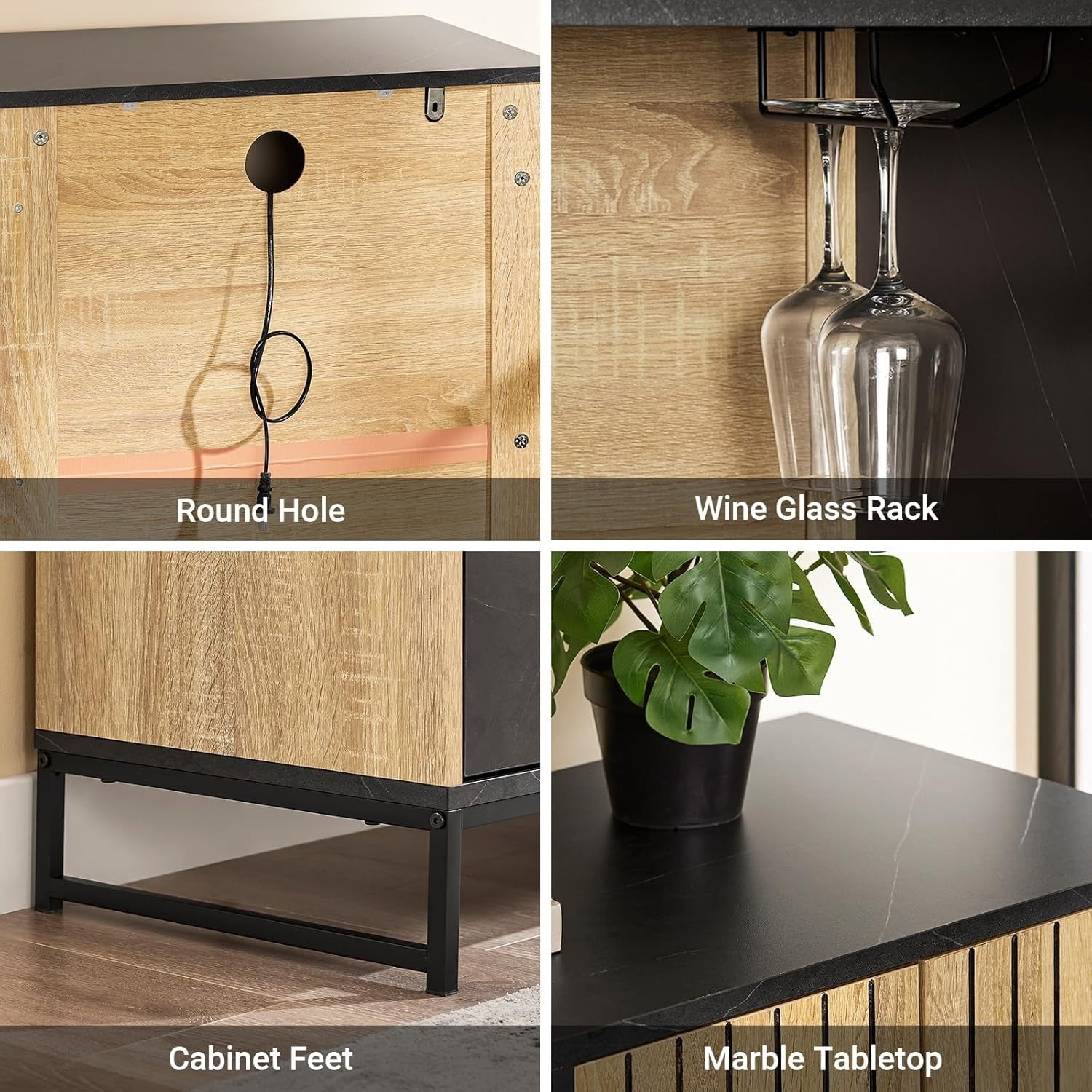 Modern Hallway Sideboard Cabinet | Wine Rack + Microwave Shelf | 107cm Wide